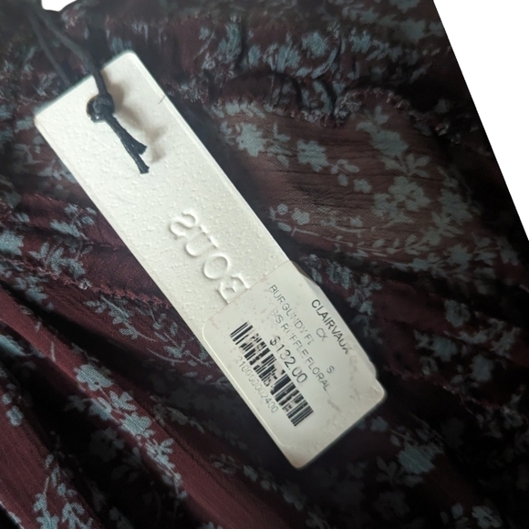 New Whimsigoth Mini Dress ruffled tiered brown/ blue Print flowy NWT sz S - Picture 2 of 13